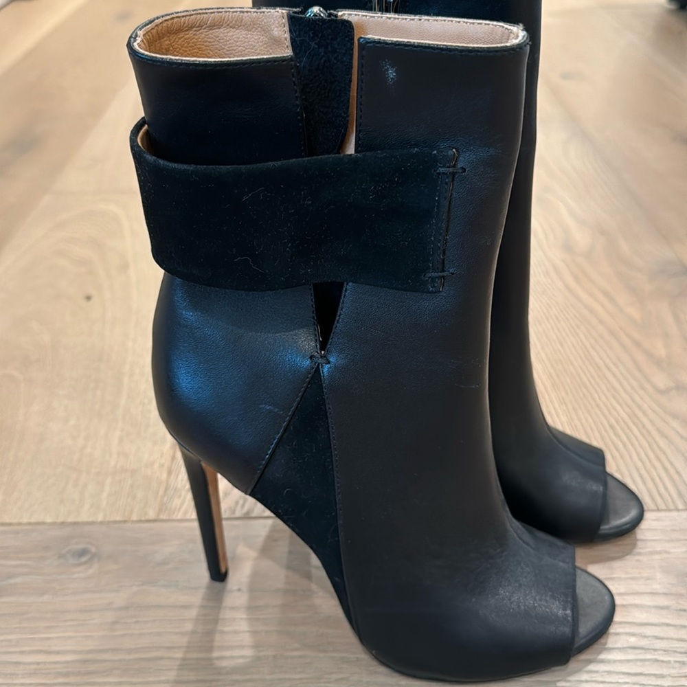 Halston Heritage Alyssa peep toe leather boots